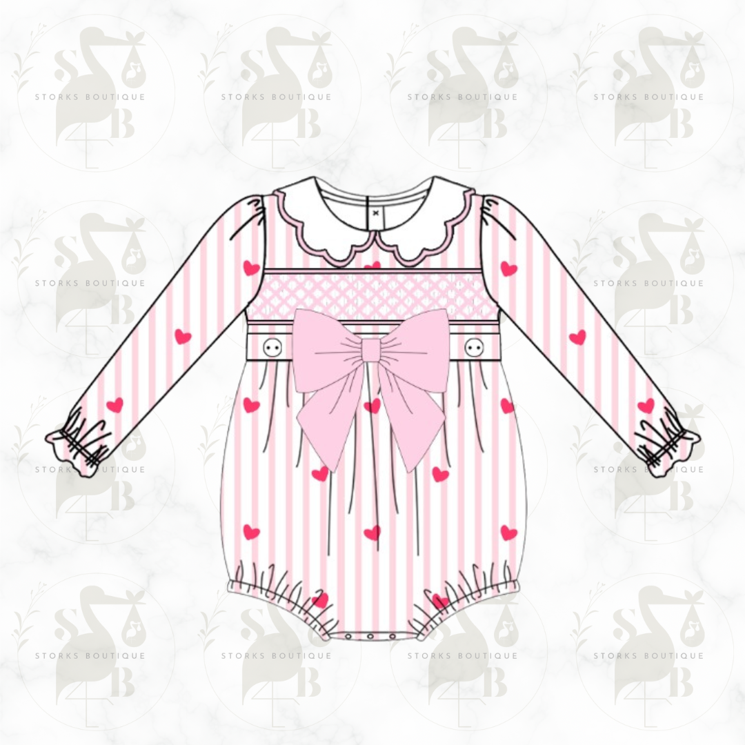 Little Valentine Smocked Romper
