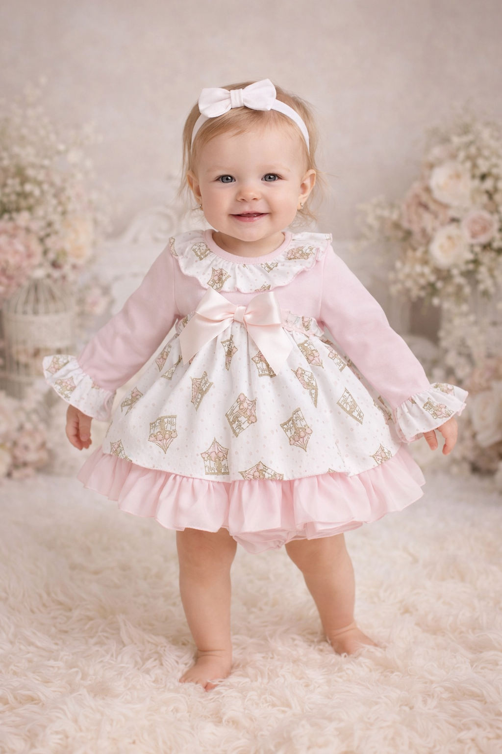 Weemee puff ball dress and pant set