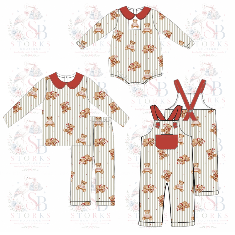Bear Christmas striped