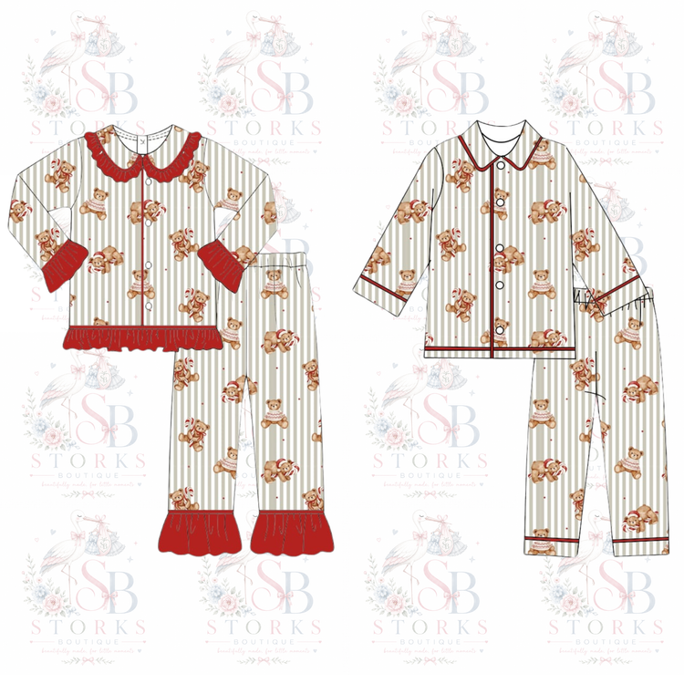Bear Christmas striped