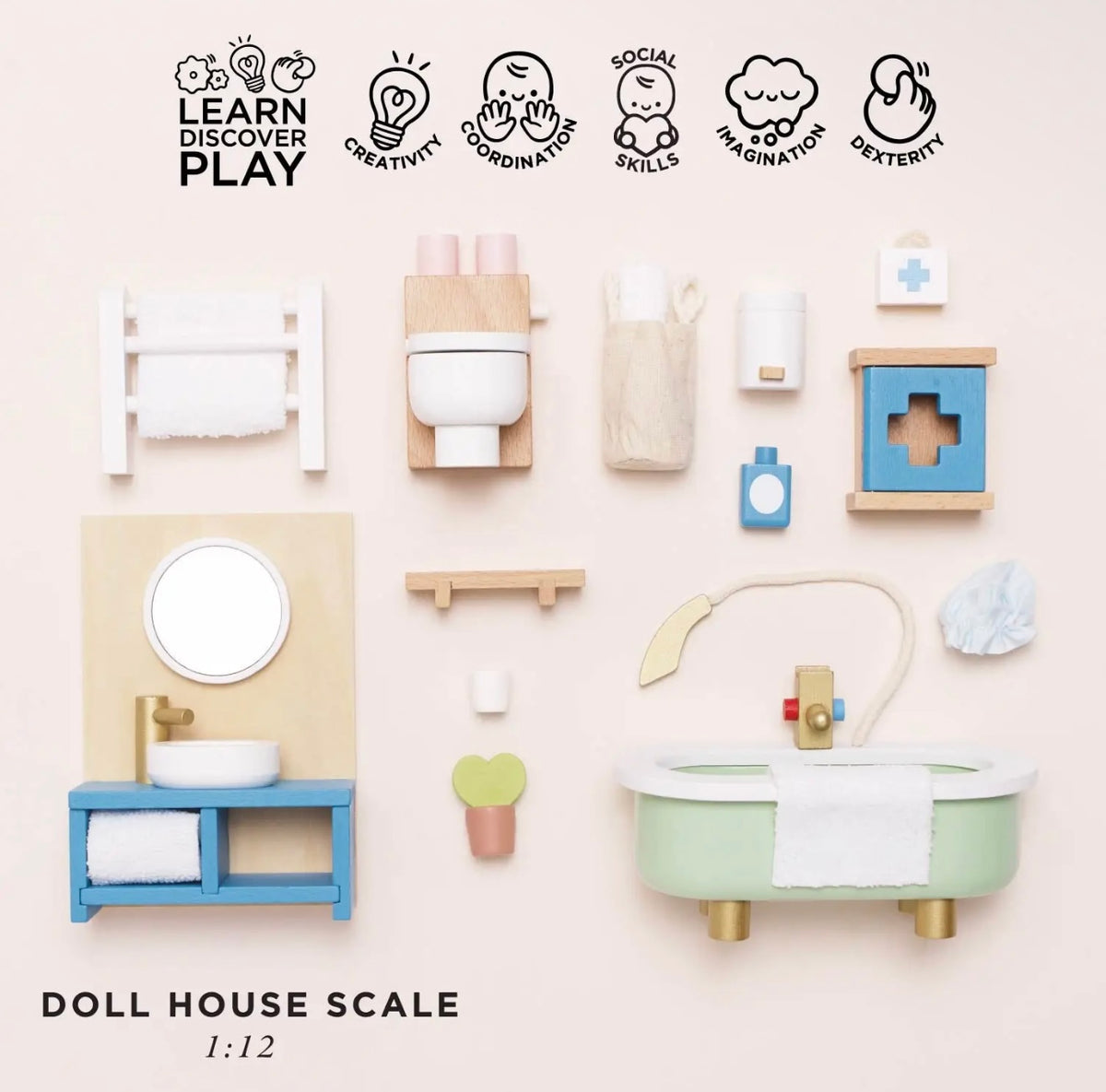 Bath room dolls house accessories