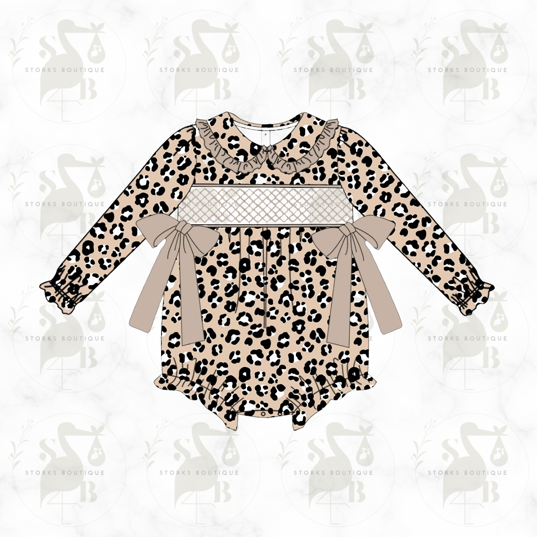 Loving Leopard Smocked Romper
