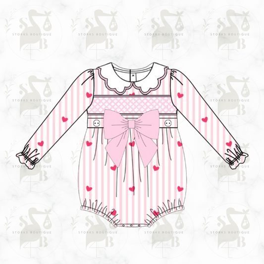 Little Valentine Smocked Romper