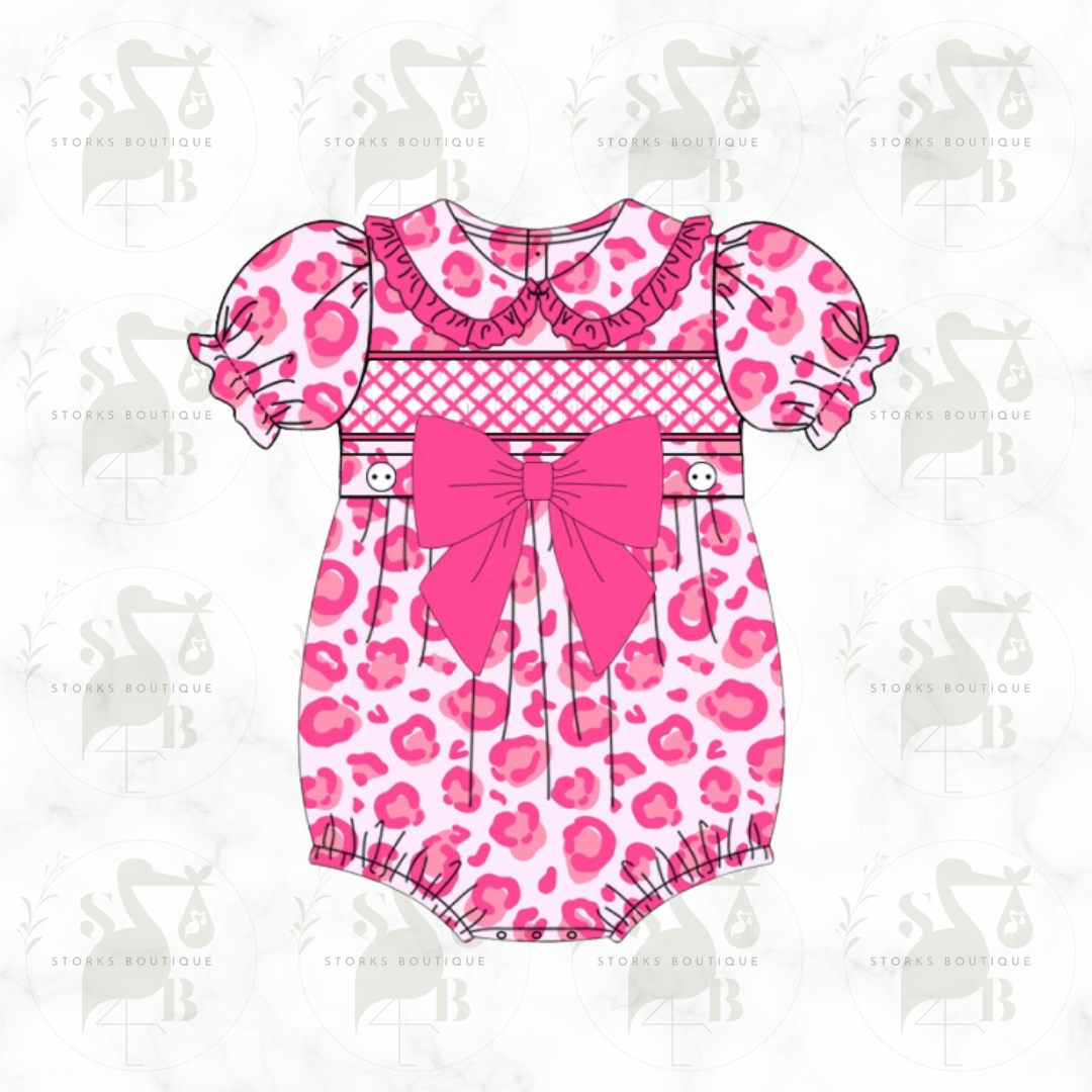 Leopard Love Smocked Romper