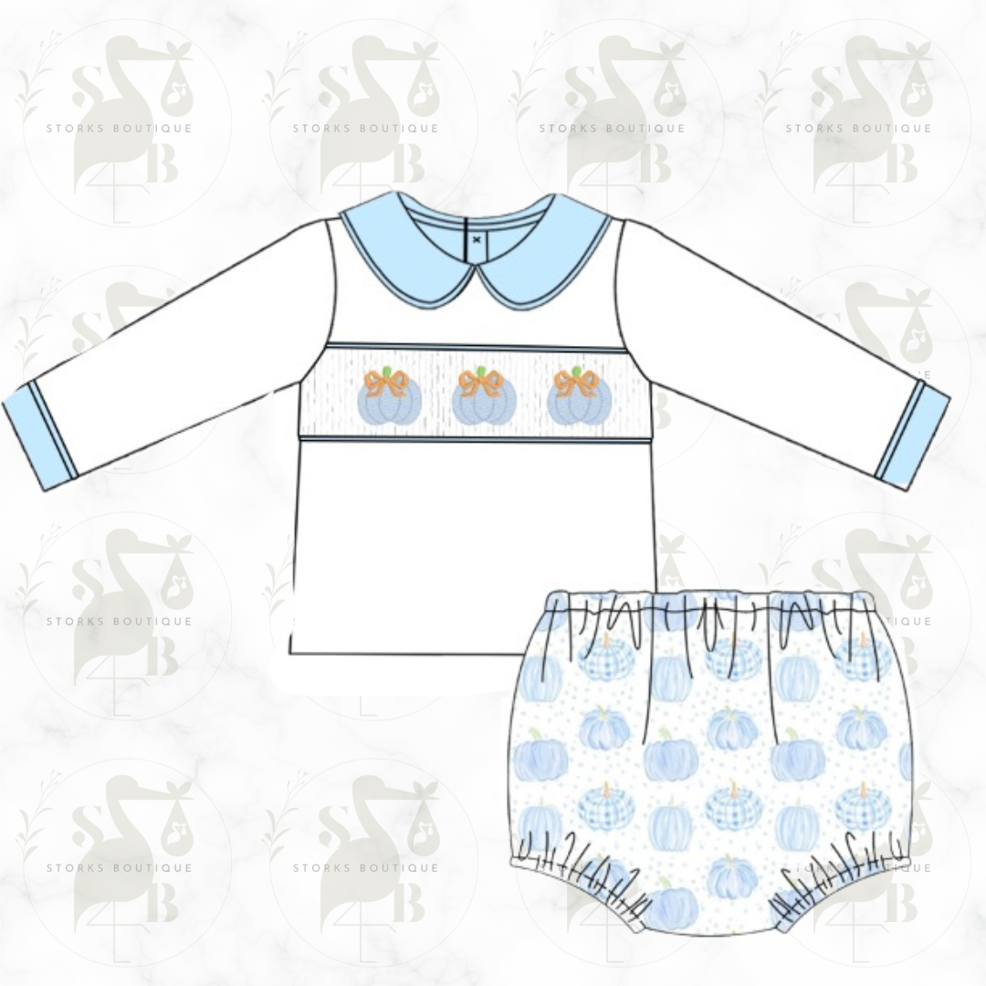 Boys Pumpkin Smocked Jam pant set