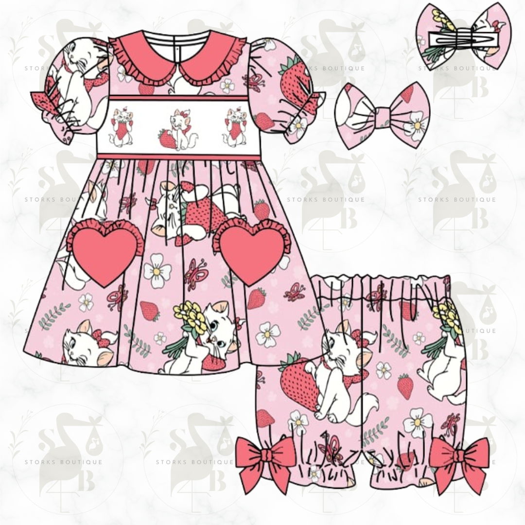 Summer strawb cat pjs