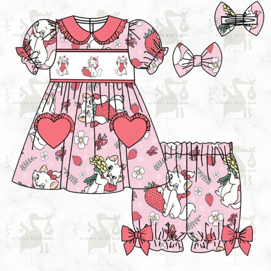 Summer strawb cat pjs