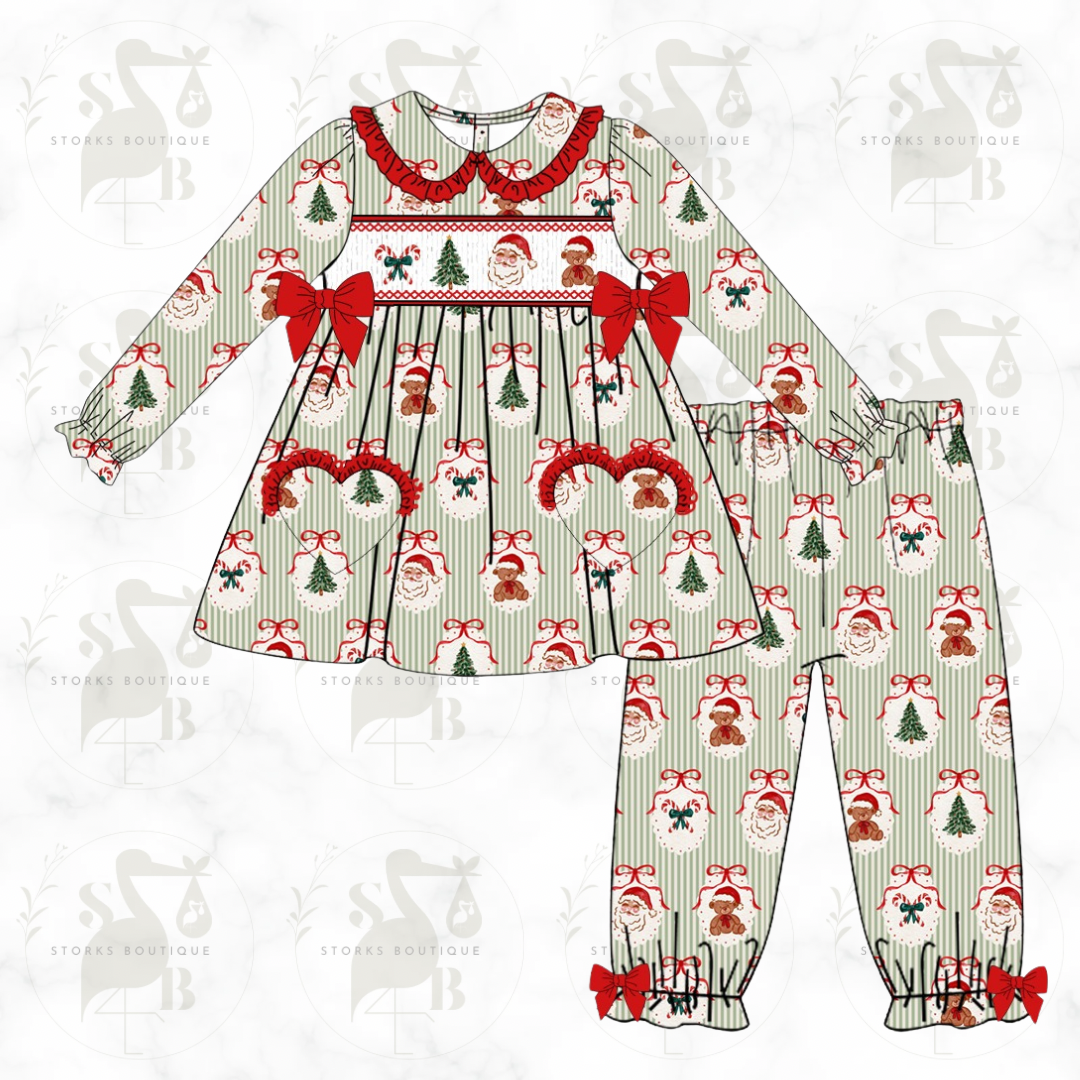 Magical Christmas smocked pjs girls