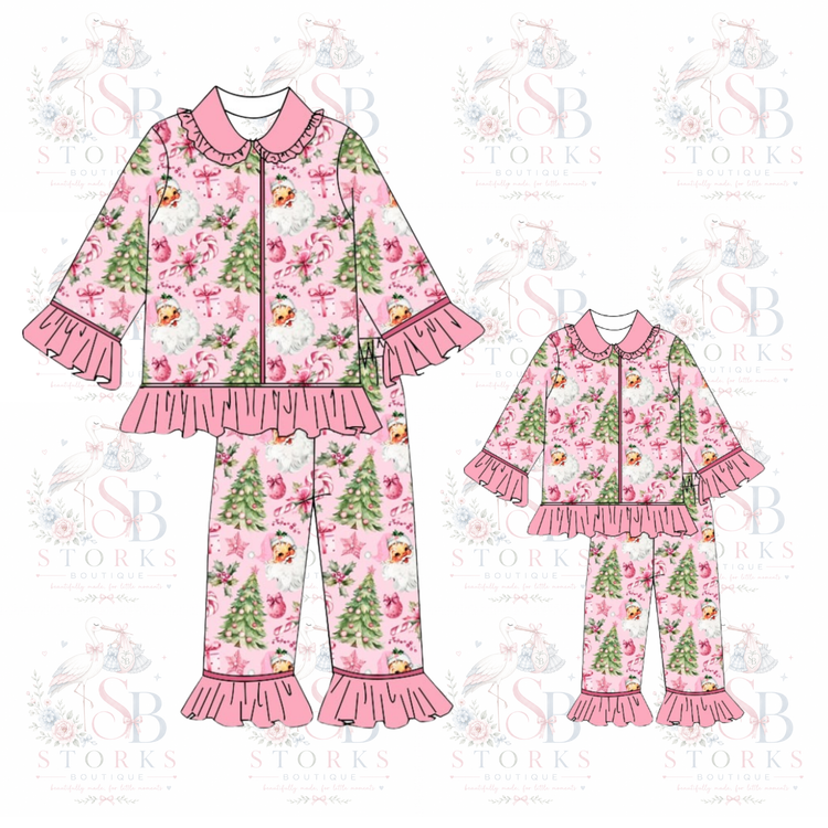 Mama and mini pink Santas