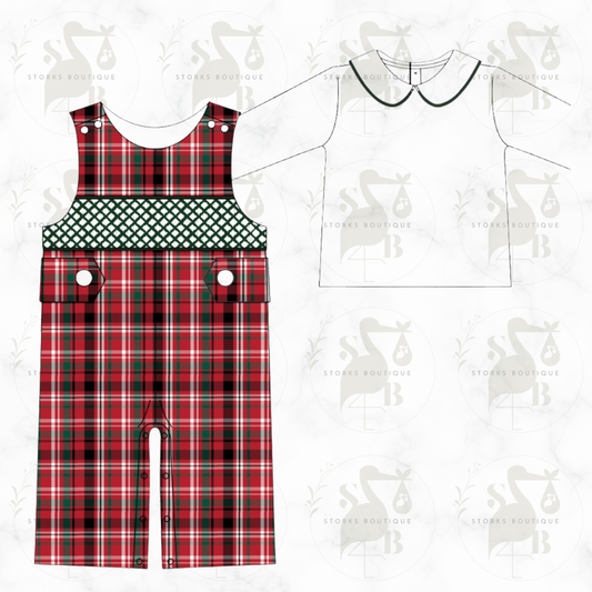Traditional Christmas Smocked Dungaree