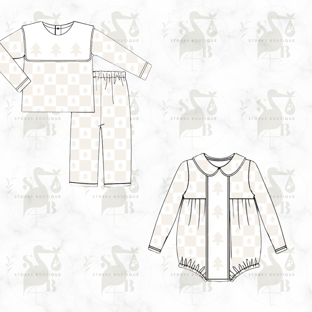 Beige check tree